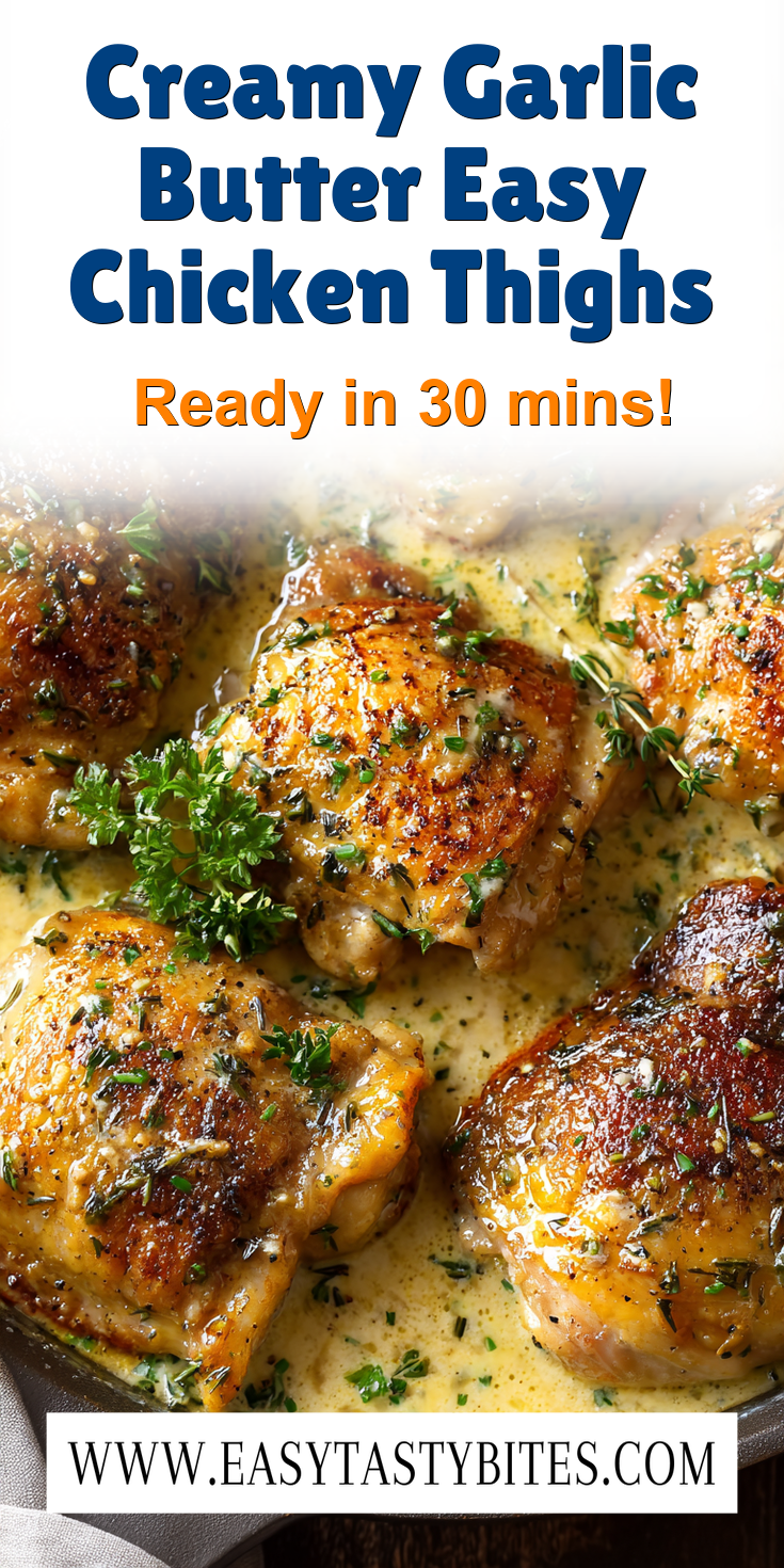 Creamy Garlic Butter Easy Chicken Thighs served warm with cozy spices