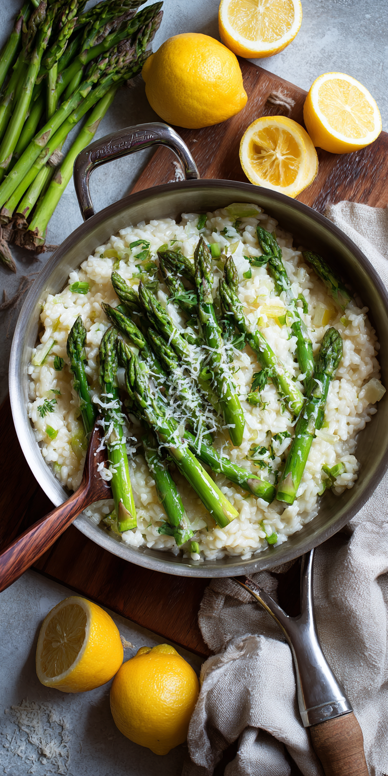 Creamy Lemon Asparagus Risotto served warm with cozy spices
