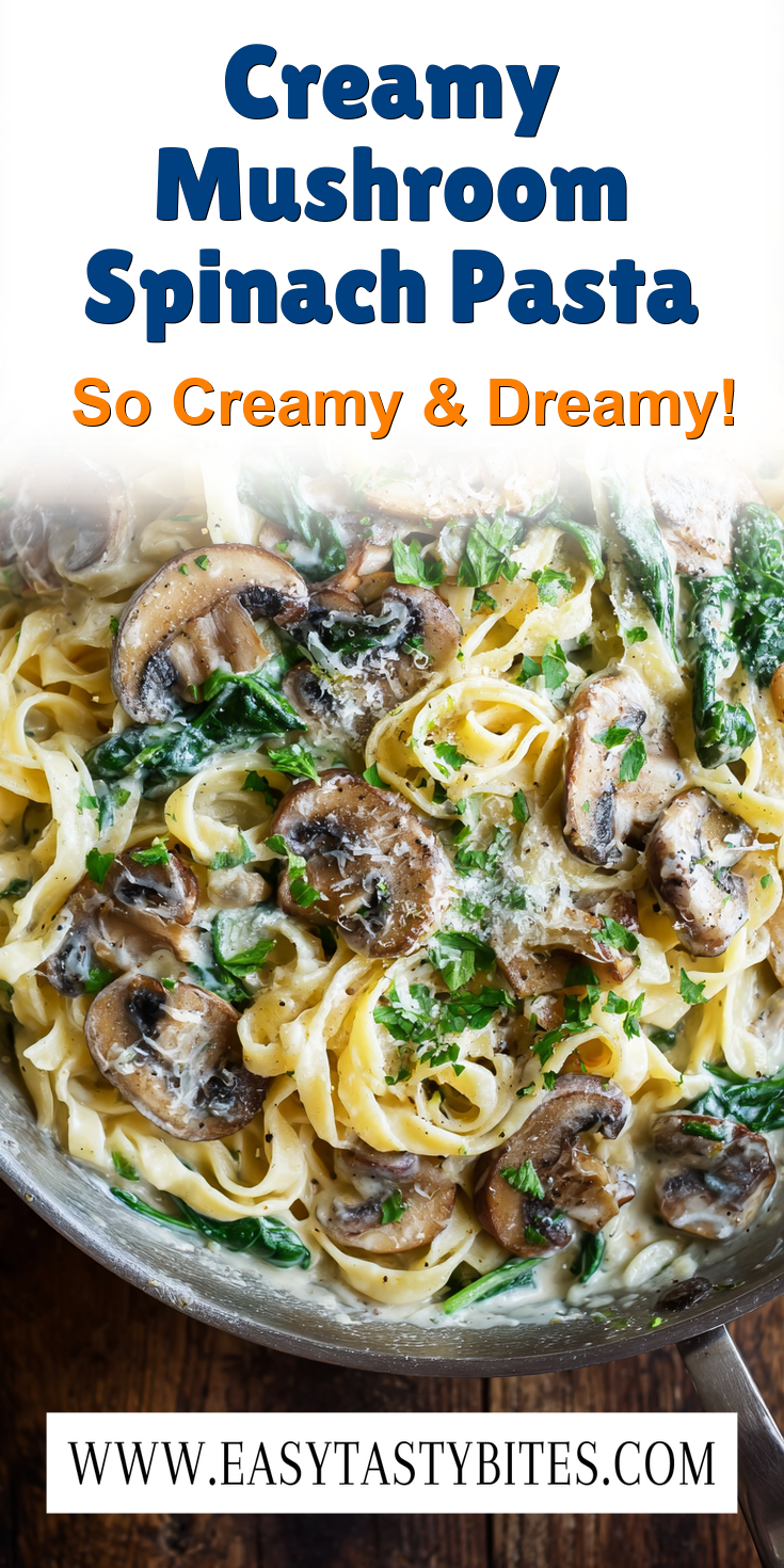 Creamy Mushroom Spinach Pasta served warm with cozy spices