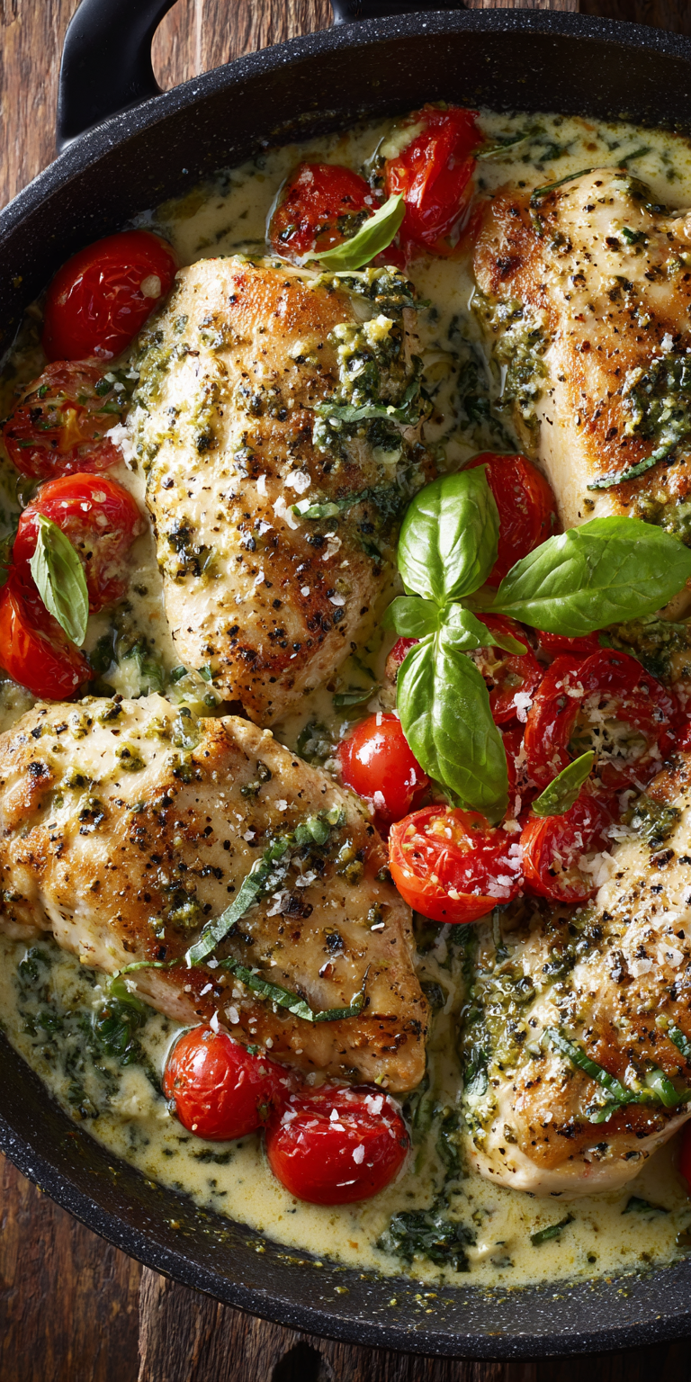 Creamy Pesto Chicken served warm with cozy spices