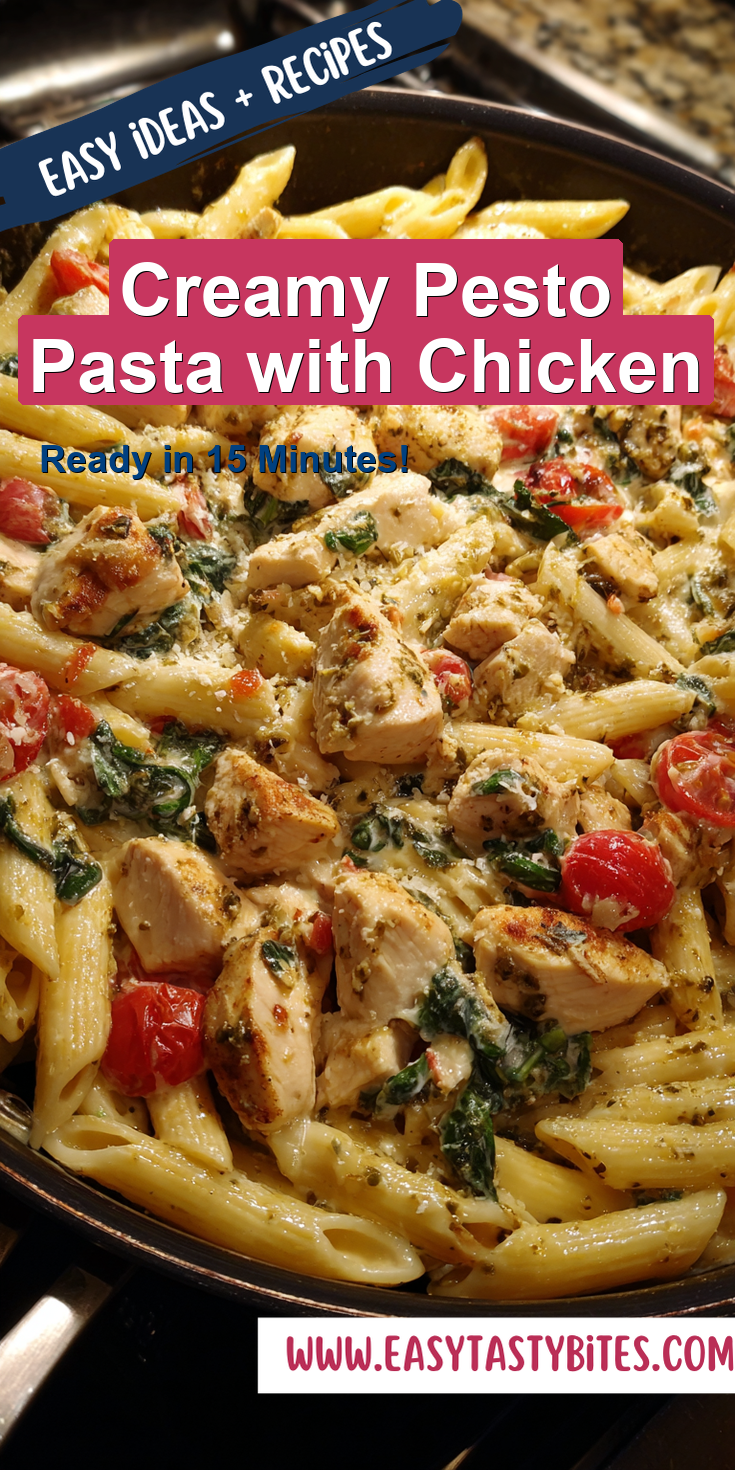 Creamy Pesto Pasta with Chicken served warm with cozy spices
