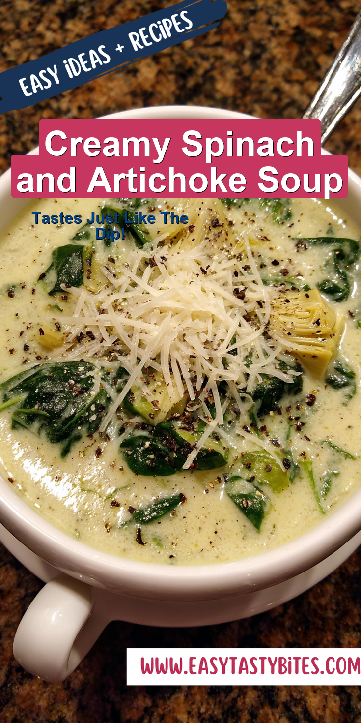 Creamy Spinach and Artichoke Soup served warm with cozy spices