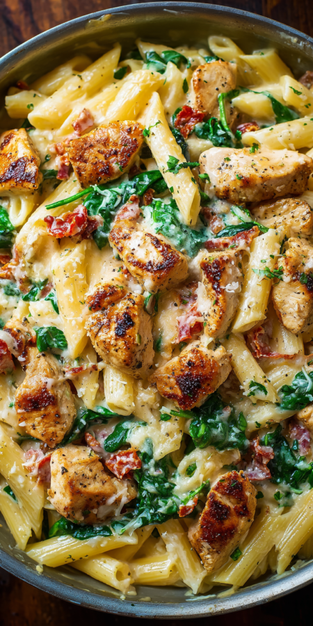Creamy Tuscan Chicken Pasta Dinner Ideas served warm with cozy spices
