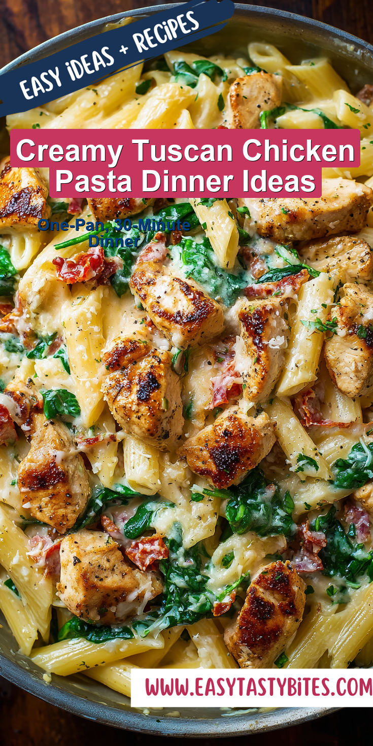 Creamy Tuscan Chicken Pasta Dinner Ideas served warm with cozy spices