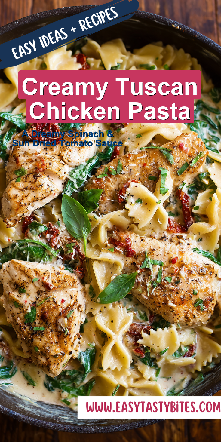 Creamy Tuscan Chicken Pasta served warm with cozy spices