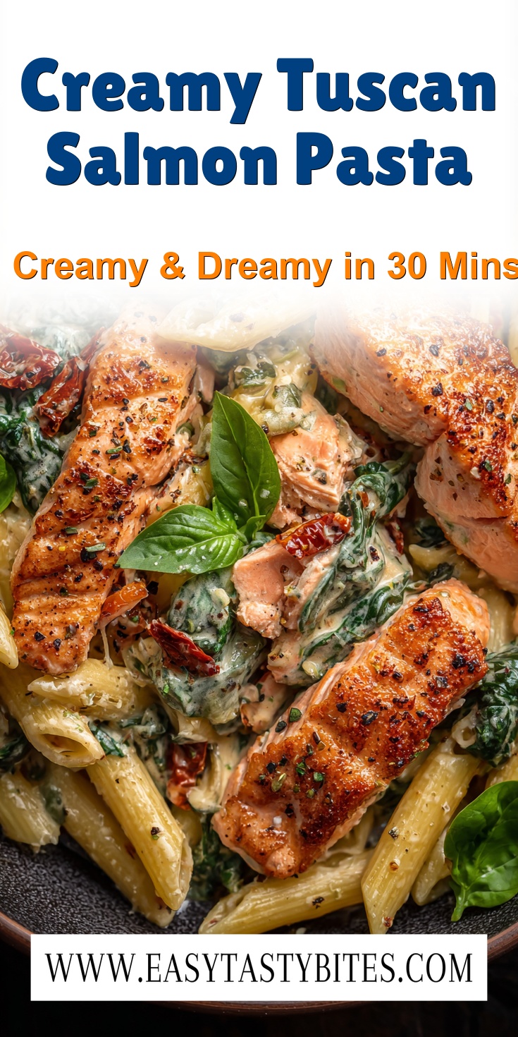Creamy Tuscan Salmon Pasta served warm with cozy spices