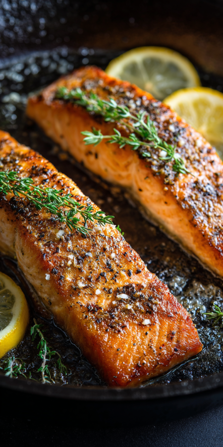 Crispy Skin Pan Seared Salmon served warm with cozy spices