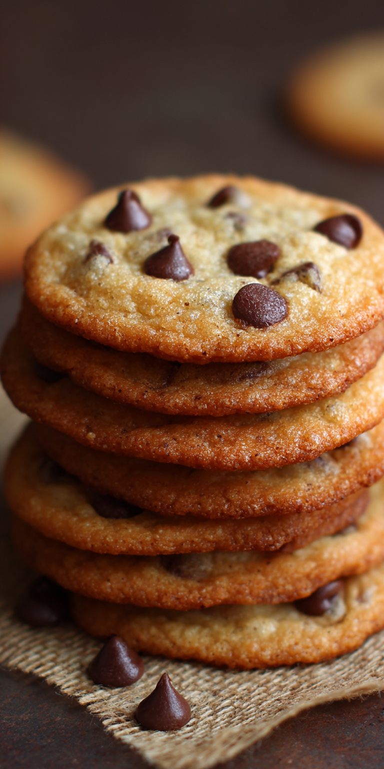 Crispy Thin Chocolate Chip Cookies served warm with cozy spices