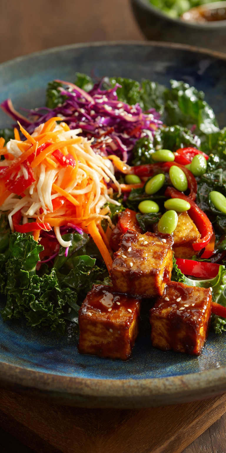 Crispy Tofu Veggie Healthy Salads served warm with cozy spices