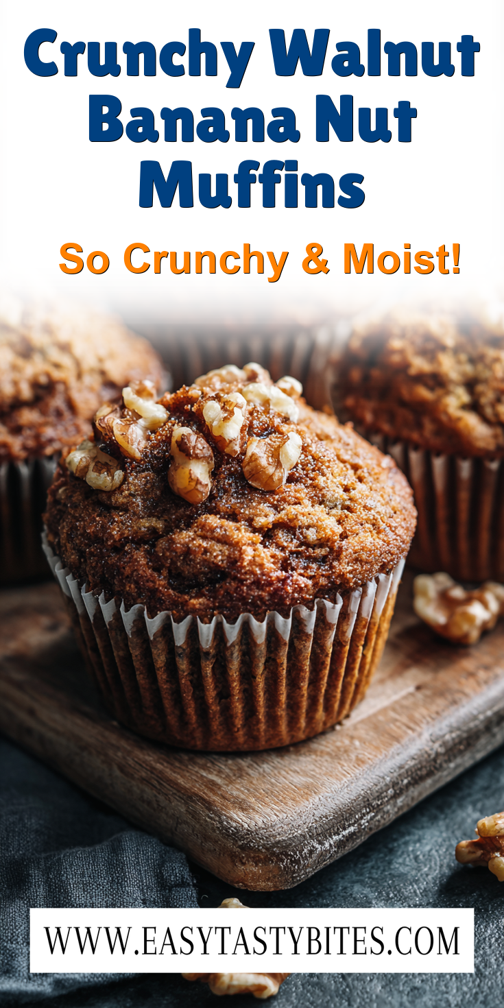 Crunchy Walnut Banana Nut Muffins served warm with cozy spices