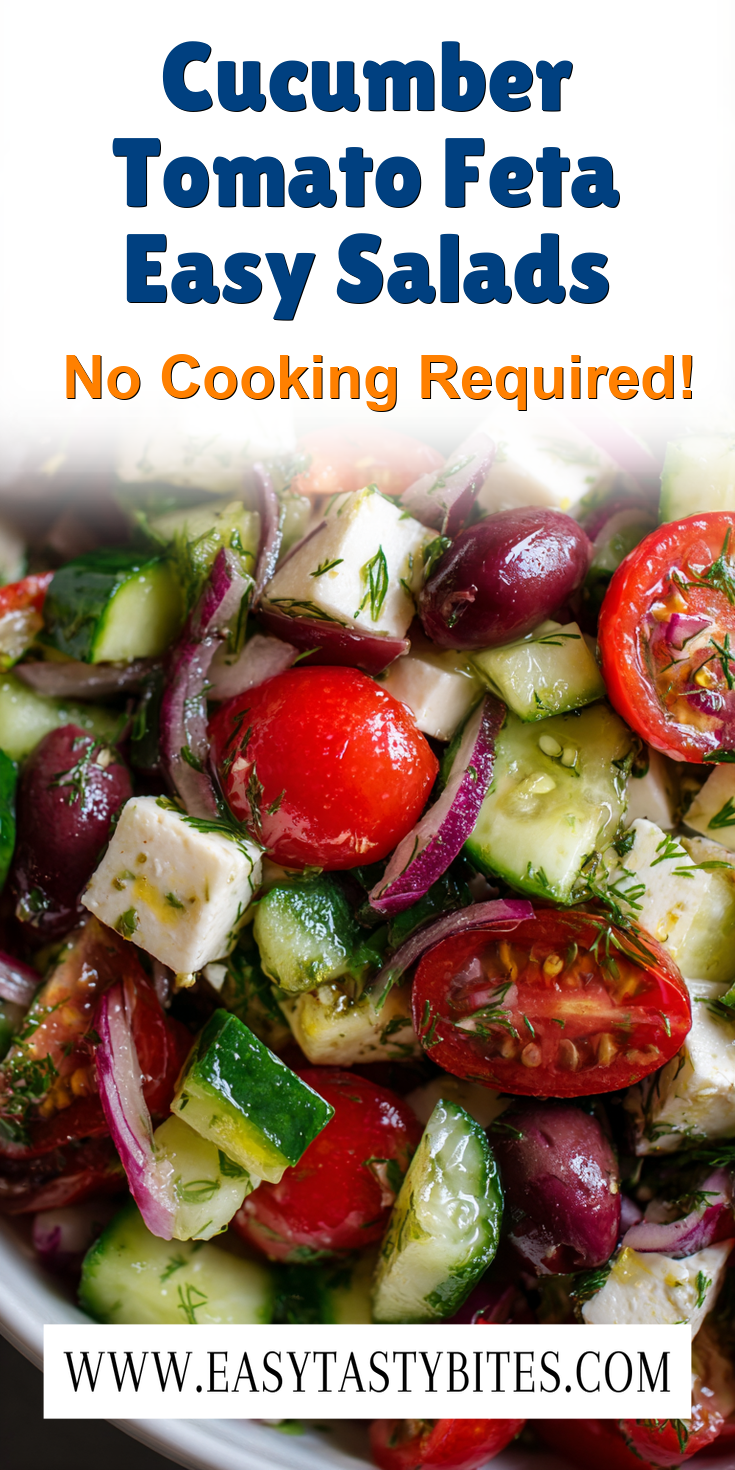 Cucumber Tomato Feta Easy Salads served warm with cozy spices