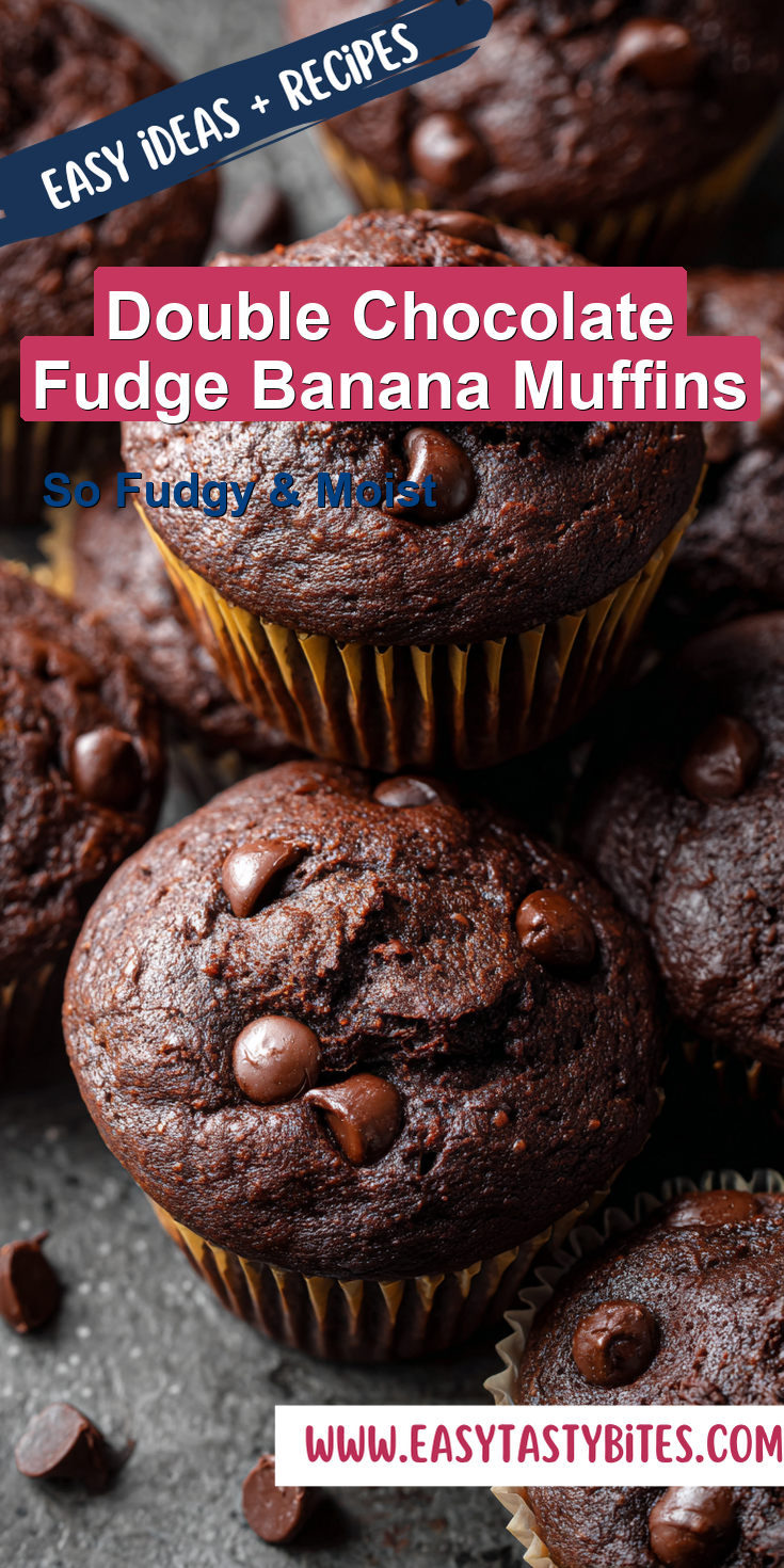 Double Chocolate Fudge Banana Muffins served warm with cozy spices