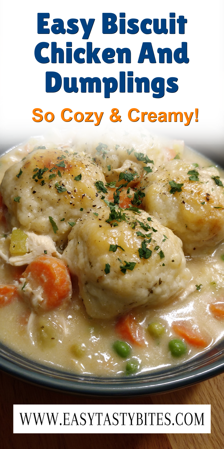Easy Biscuit Chicken And Dumplings served warm with cozy spices