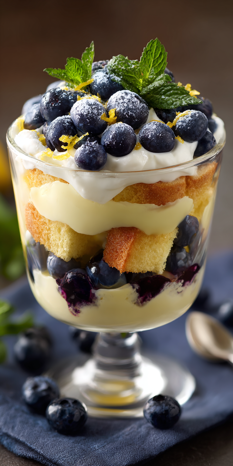 Easy Lemon Blueberry Trifle (video) served warm with cozy spices