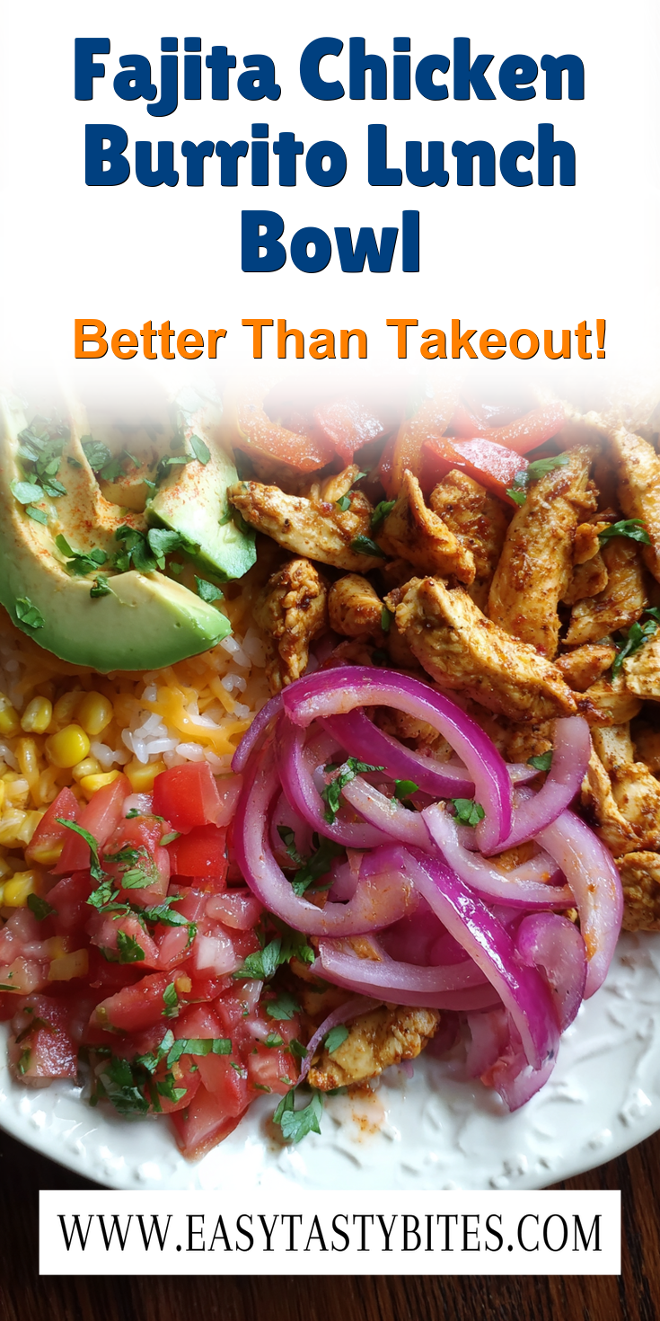 Fajita Chicken Burrito Lunch Bowl served warm with cozy spices