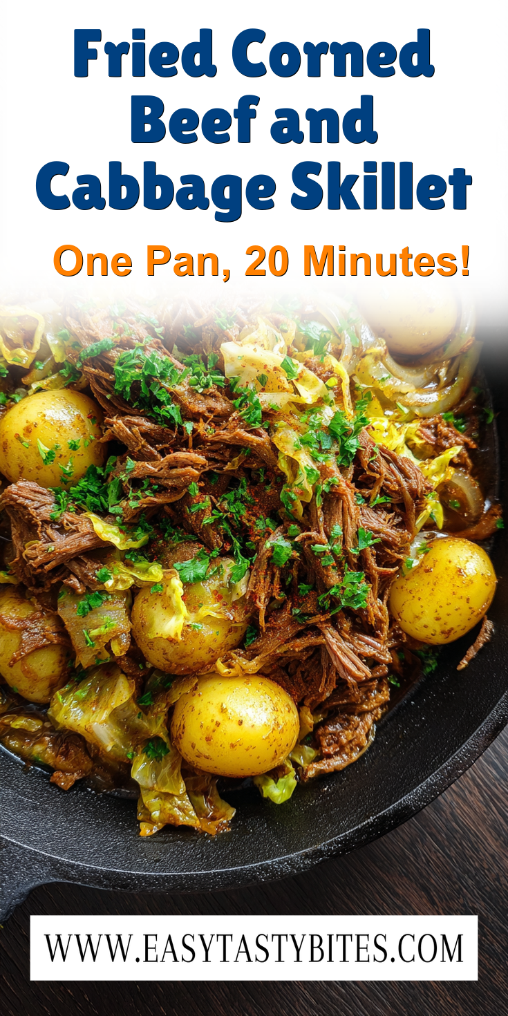 Fried Corned Beef and Cabbage Skillet served warm with cozy spices