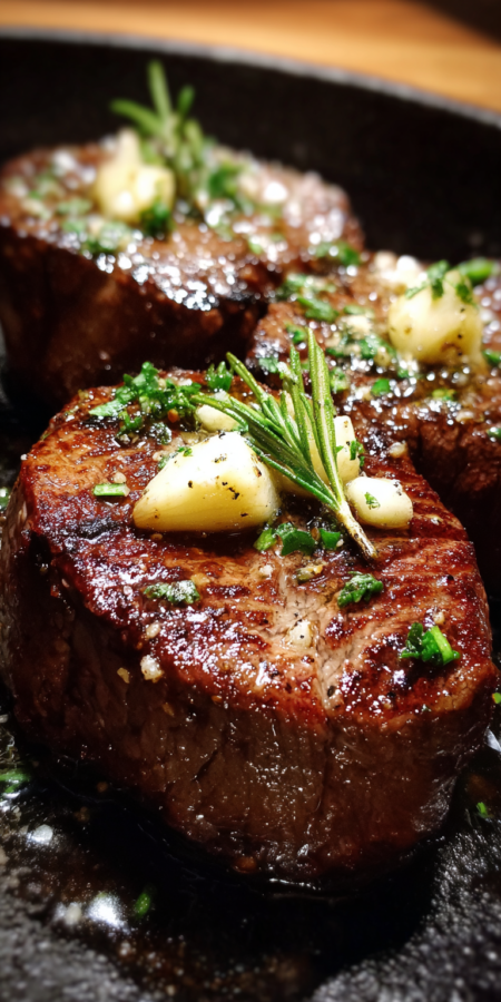 Garlic Butter Pan Seared Venison Steaks served warm with cozy spices