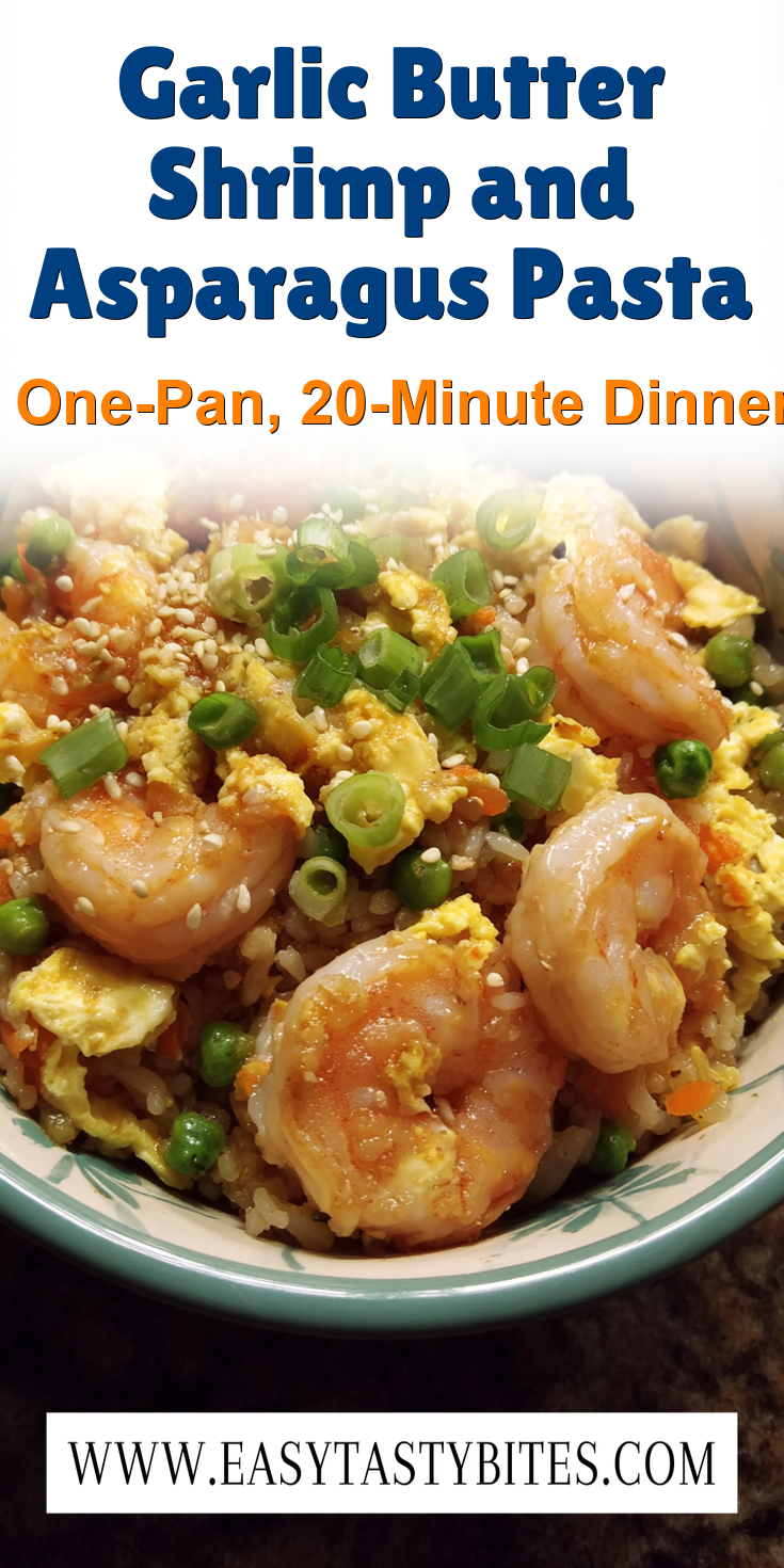 Garlic Butter Shrimp and Asparagus Pasta served warm with cozy spices