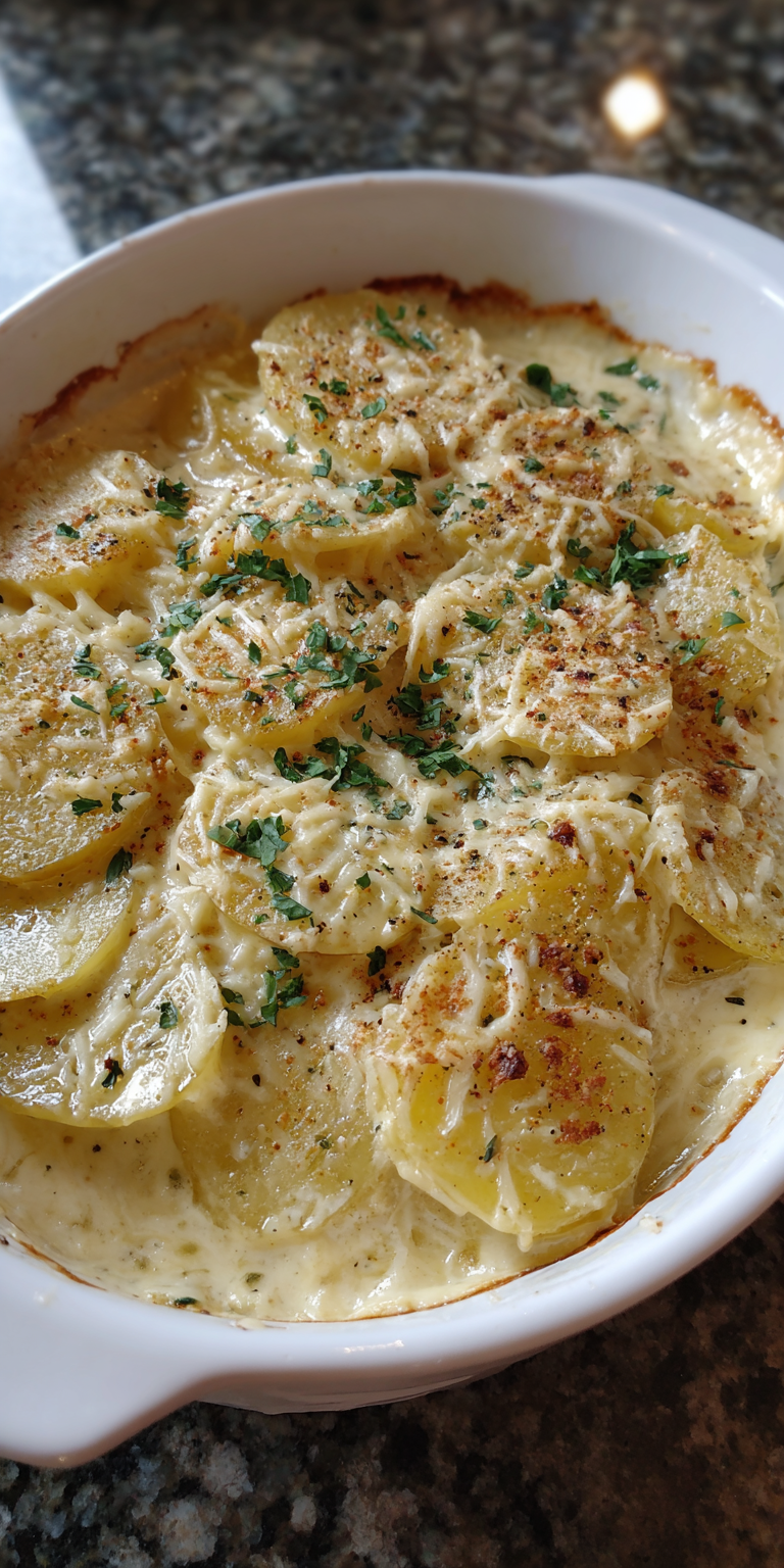 Garlic Parmesan Creamy Potatoes served warm with gentle spices and a cozy aroma