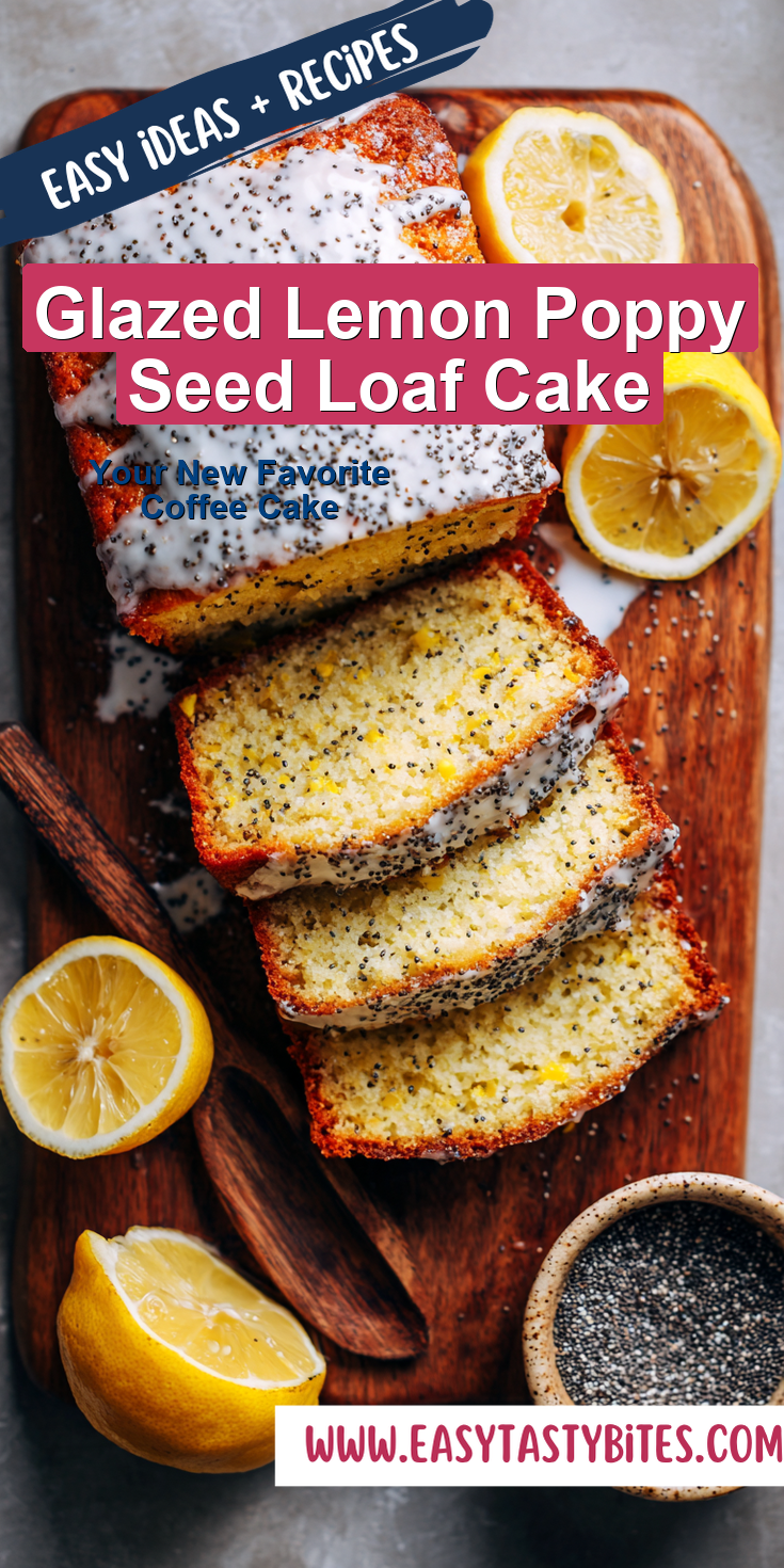Glazed Lemon Poppy Seed Loaf Cake served warm with cozy spices
