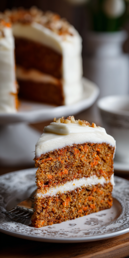 Gluten Free Almond Flour Carrot Cake served warm with cozy spices