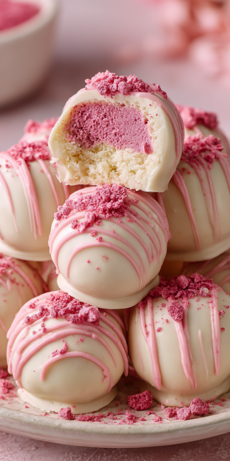 Golden Oreo Strawberry Shortcake Truffles served warm with cozy spices