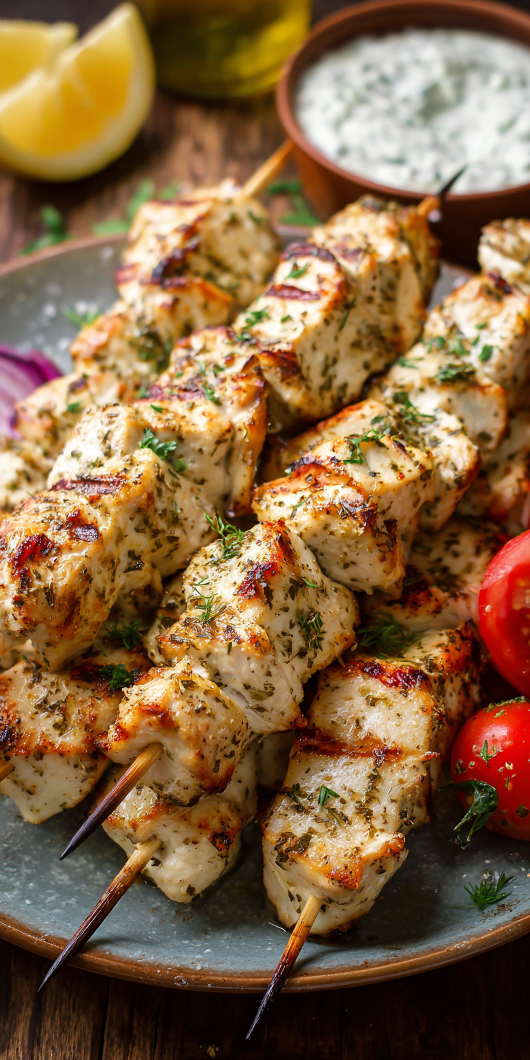 Greek Chicken Souvlaki Easy Meal served warm with cozy spices