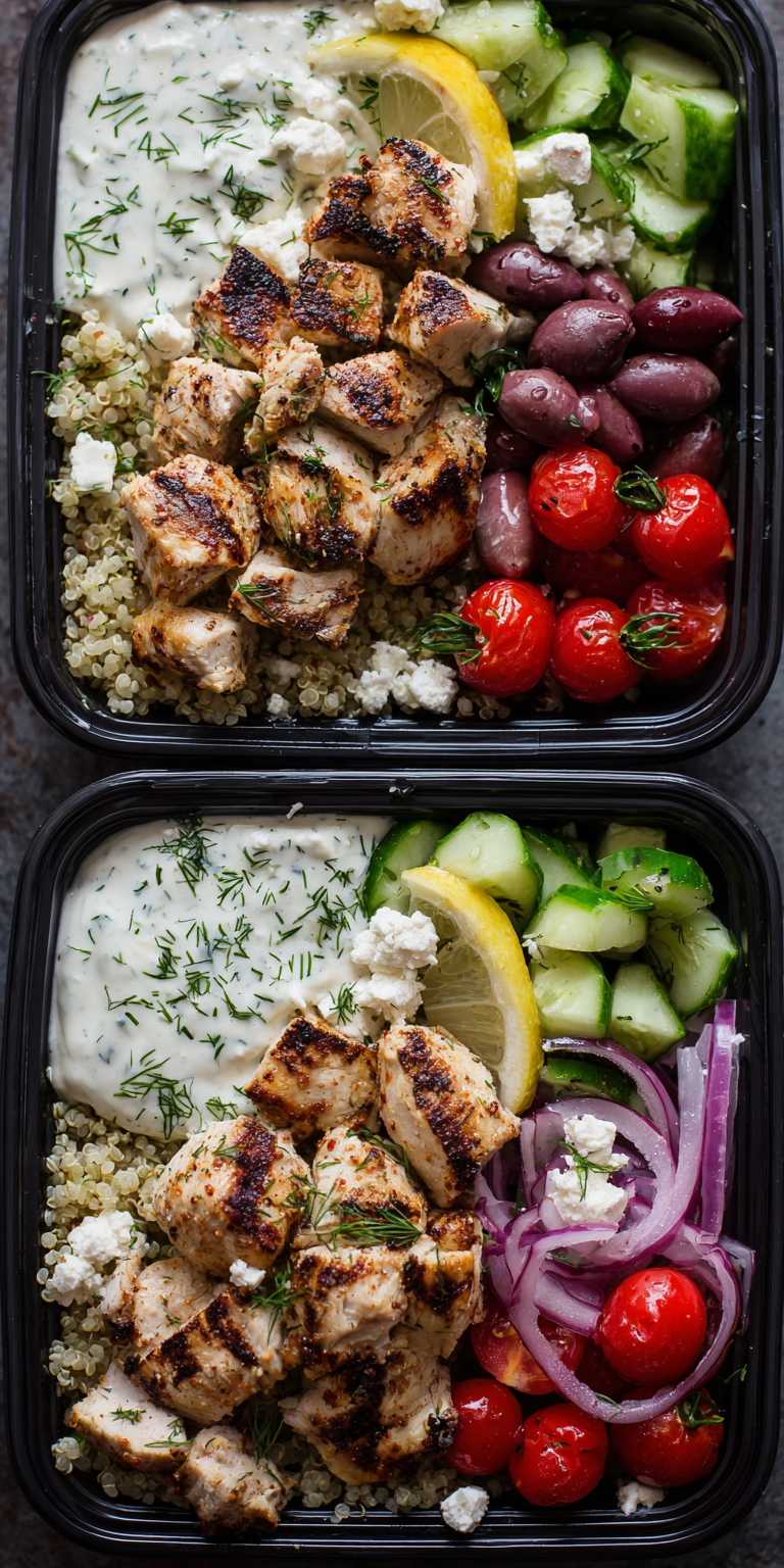 Greek Chicken Souvlaki Protein Meal Prep served warm with cozy spices