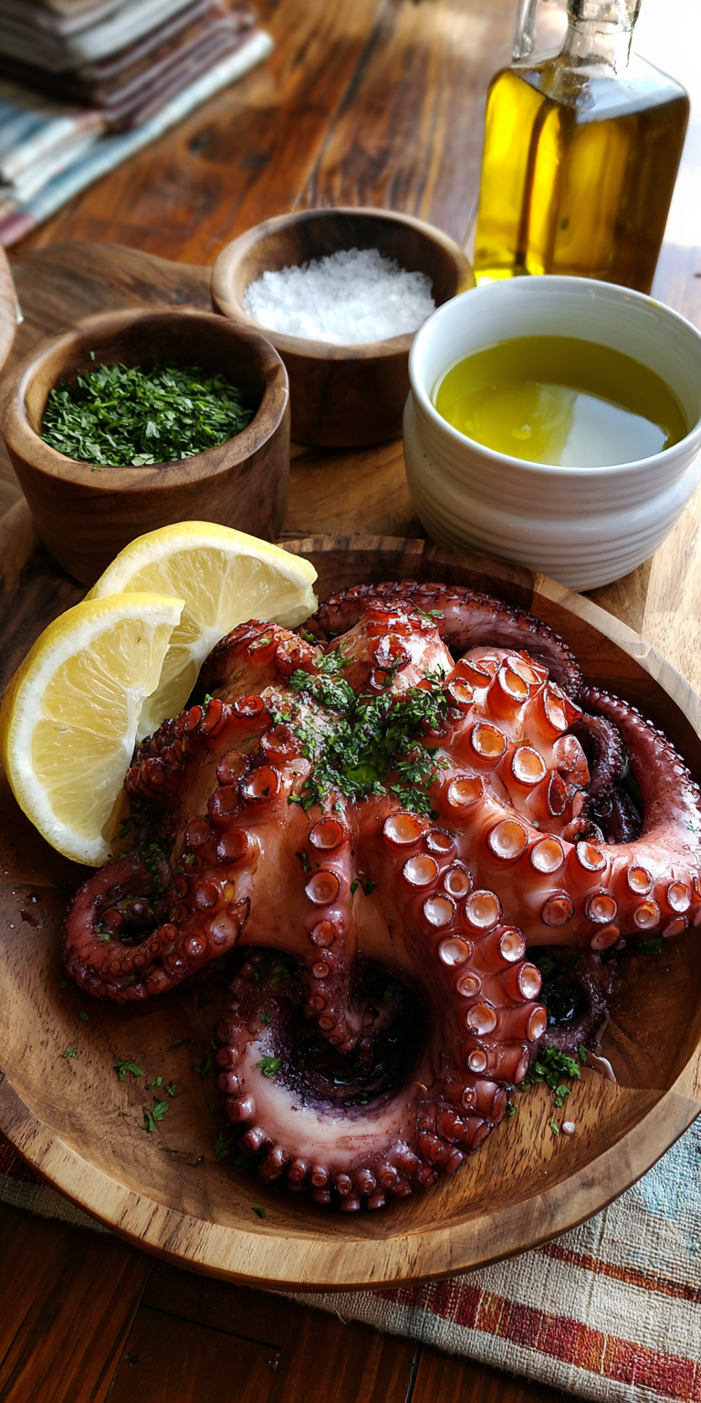 Grilled Octopus Mediterranean Seafood served warm with cozy spices