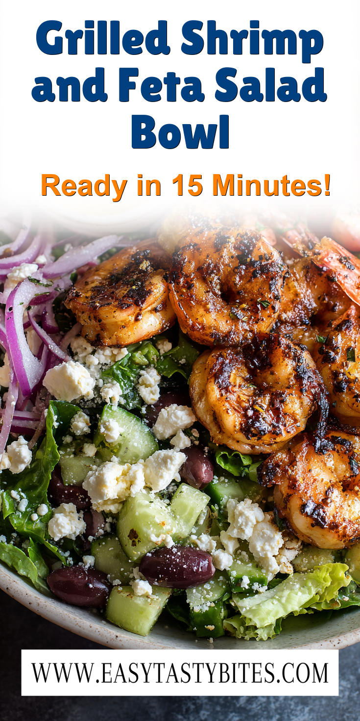 Grilled Shrimp and Feta Salad Bowl served warm with cozy spices