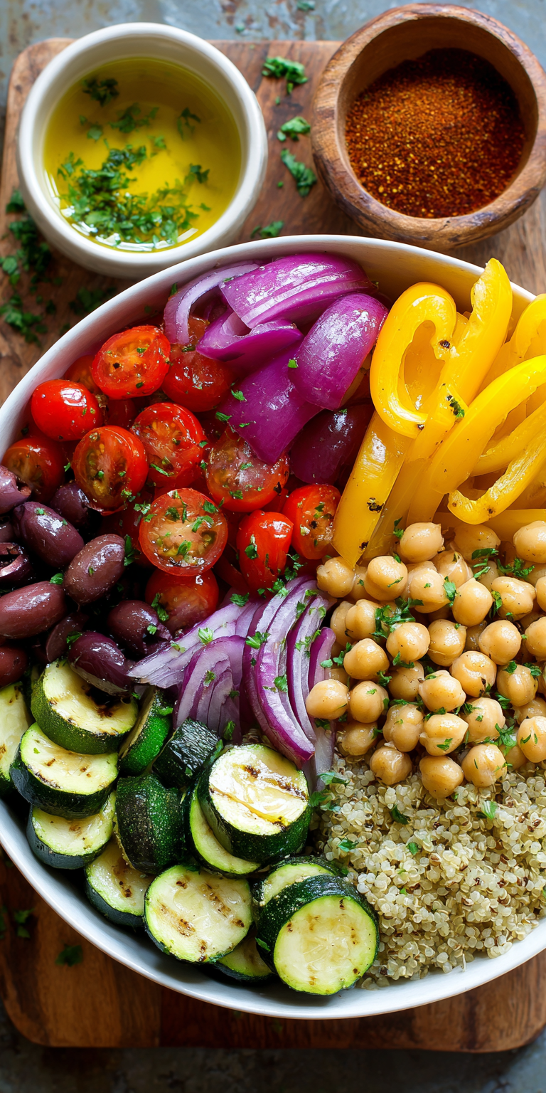 Grilled Veggie Mediterranean Recipes Bowl served warm with cozy spices