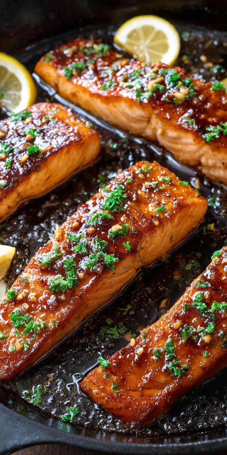 Honey Garlic Glazed Salmon Dinner served warm with cozy spices