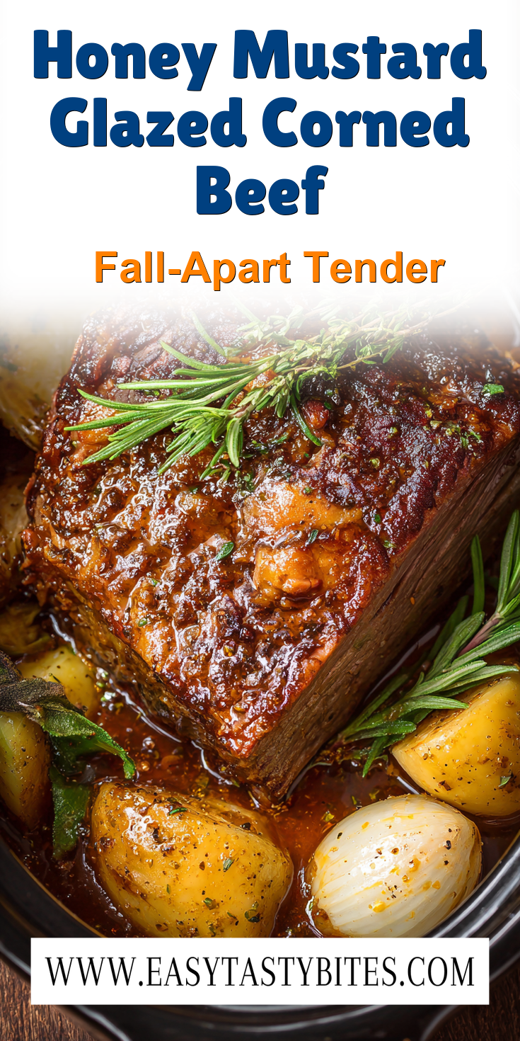 Honey Mustard Glazed Corned Beef served warm with cozy spices