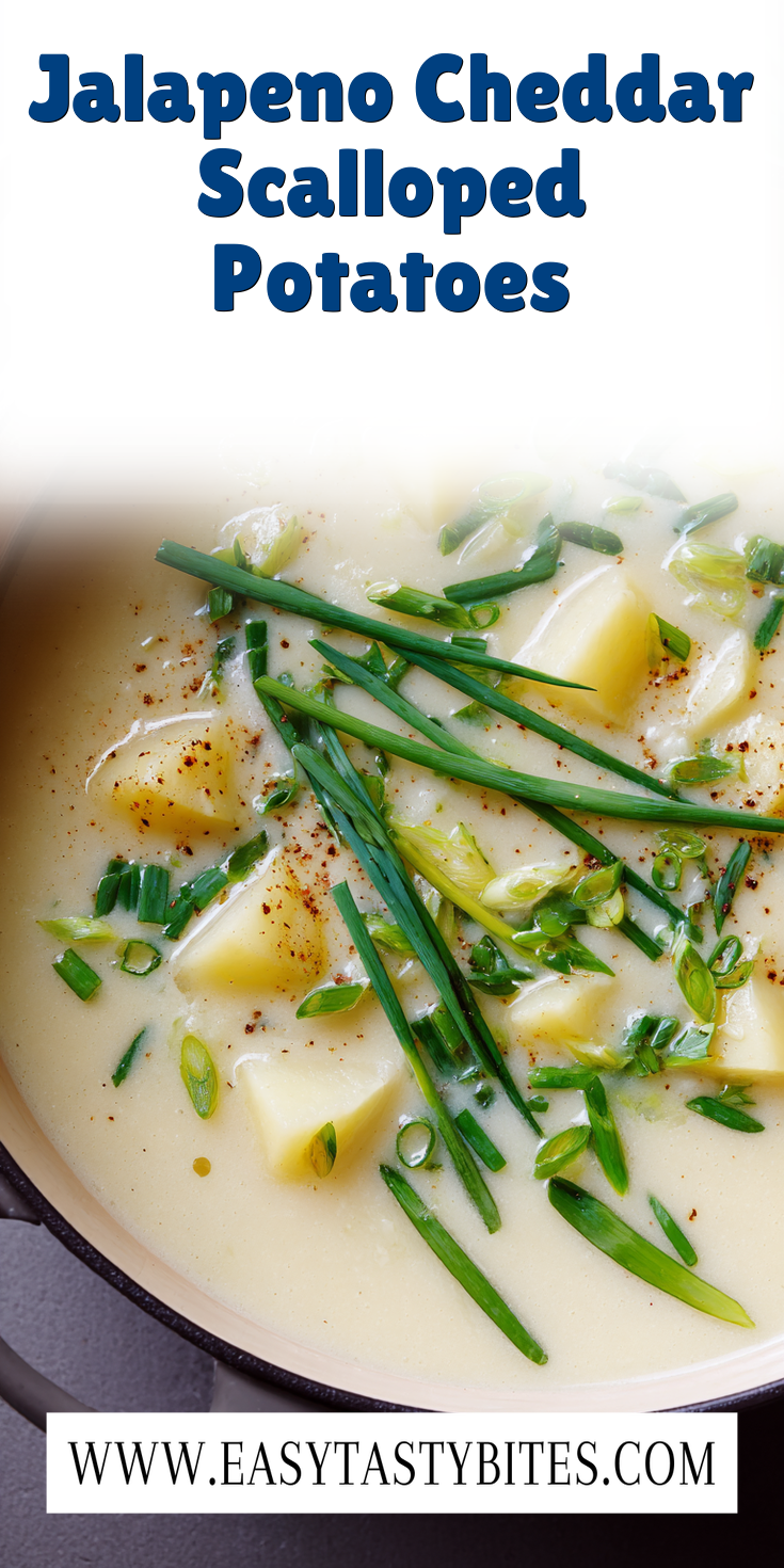 Jalapeno Cheddar Scalloped Potatoes served warm with cozy spices