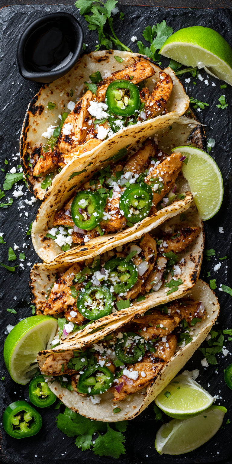 Jalapeno Lime Chicken Tacos served warm with cozy spices