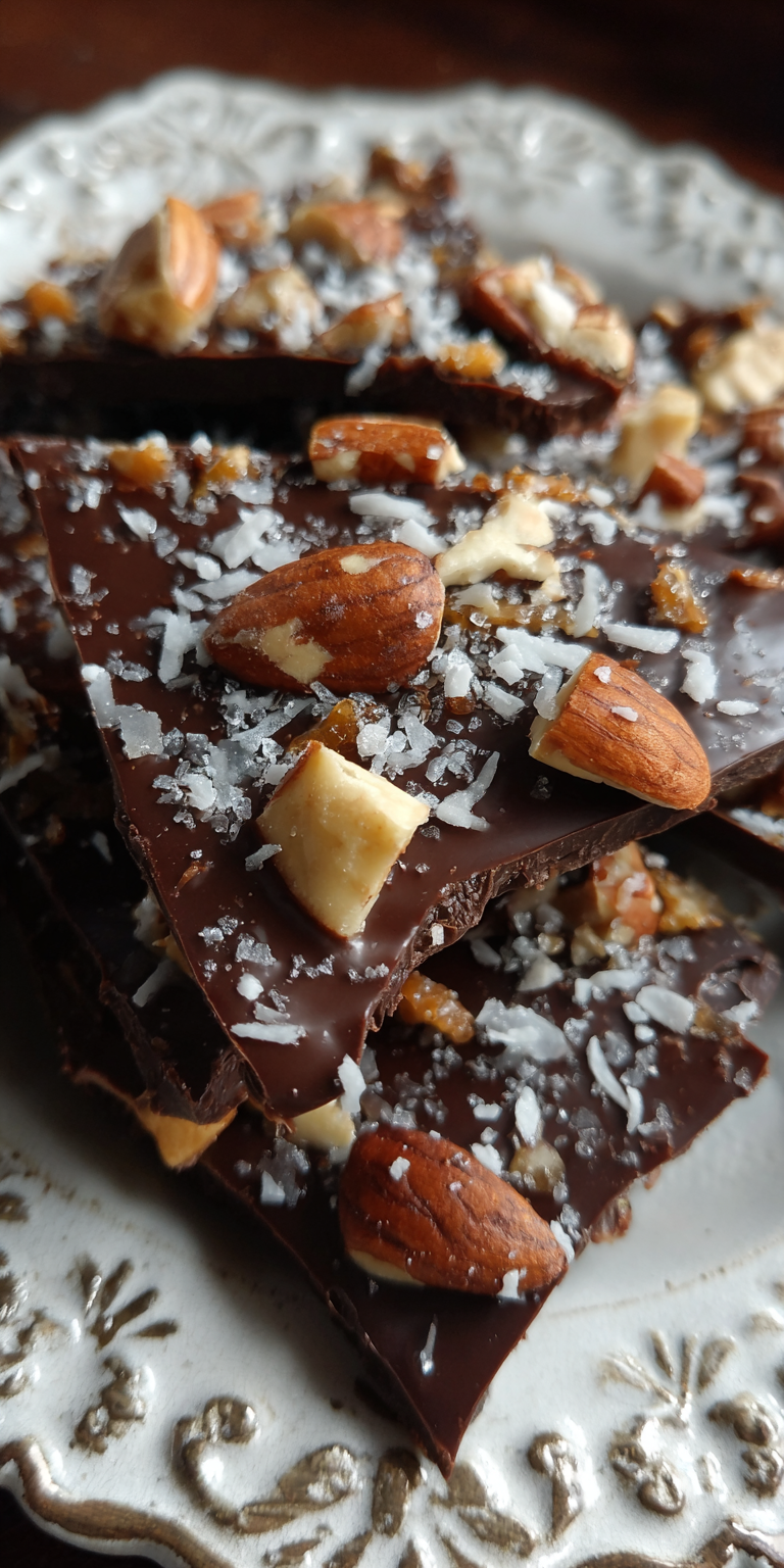 Keto Chocolate Bark with Nuts served warm with cozy spices