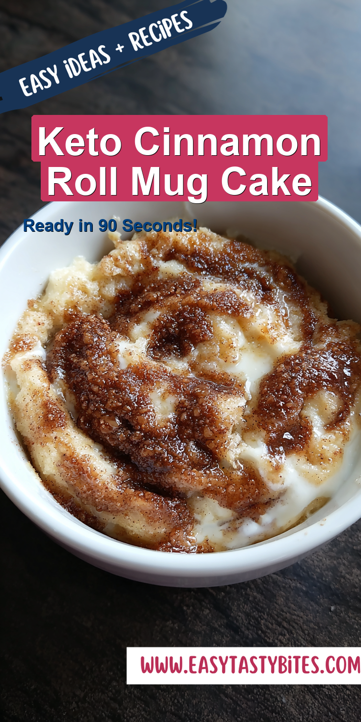 Keto Cinnamon Roll Mug Cake served on a plate