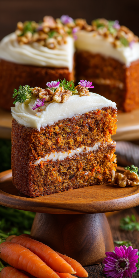 Keto Low Carb Carrot Cake Recipe served warm with cozy spices