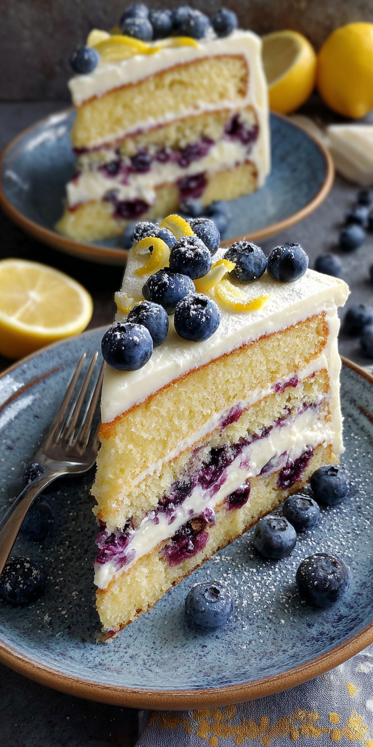 Lemon Blueberry Cake served warm with cozy spices