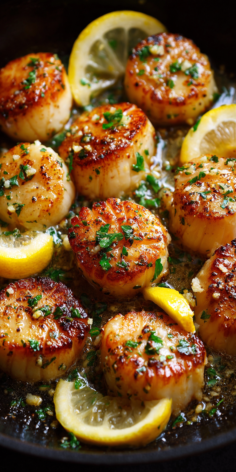 Lemon Garlic Butter Scallops Seafood served warm with cozy spices