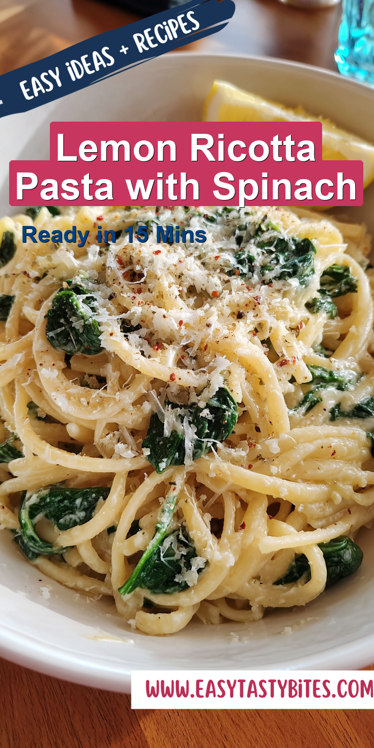 Lemon Ricotta Pasta with Spinach served warm with cozy spices
