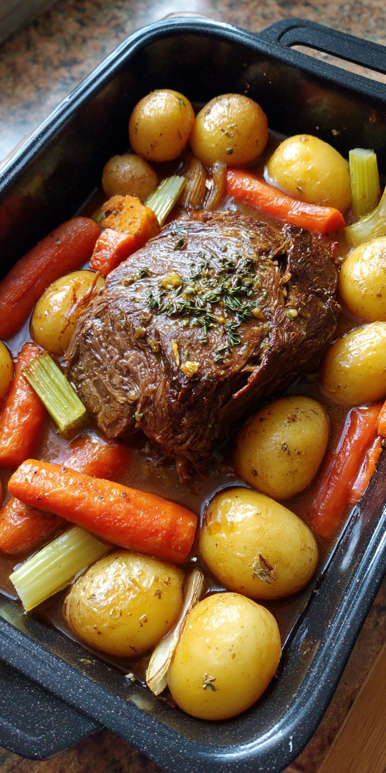 Melt in Your Mouth Pot Roast with Veggies served warm with cozy spices