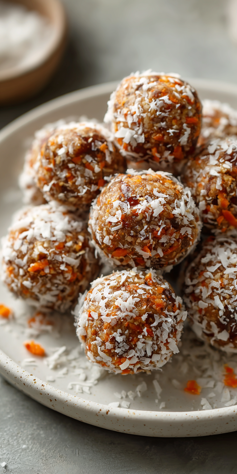 No Bake Carrot Cake Energy Balls served warm with cozy spices