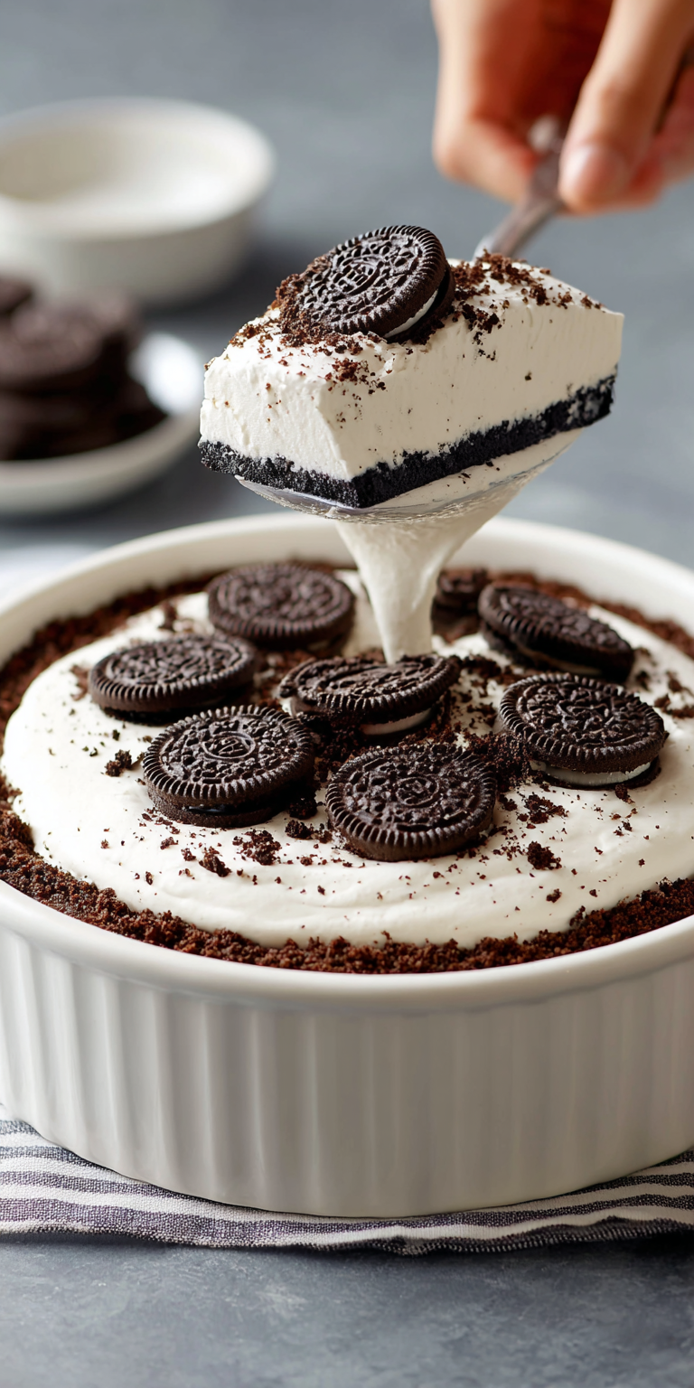 No Bake Oreo Cheesecake Dessert served warm with cozy spices