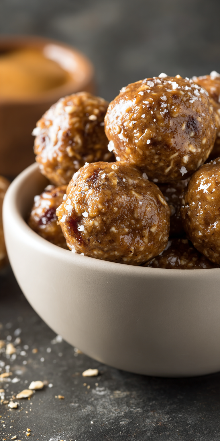 No Bake Peanut Butter Protein Snacks Balls served warm with cozy spices