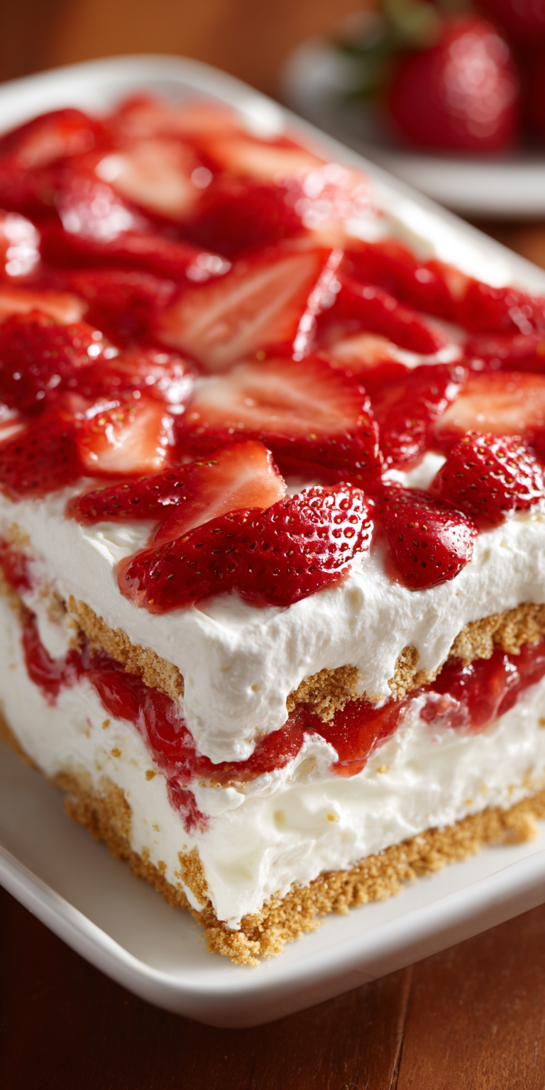 No Bake Strawberry Shortcake Icebox Cake served warm with cozy spices