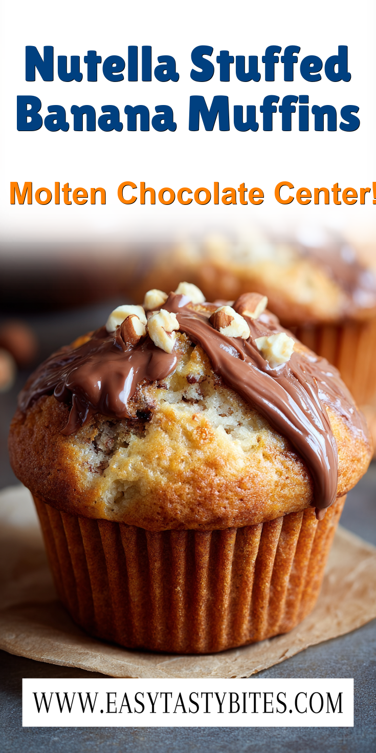 Nutella Stuffed Banana Muffins served warm with cozy spices