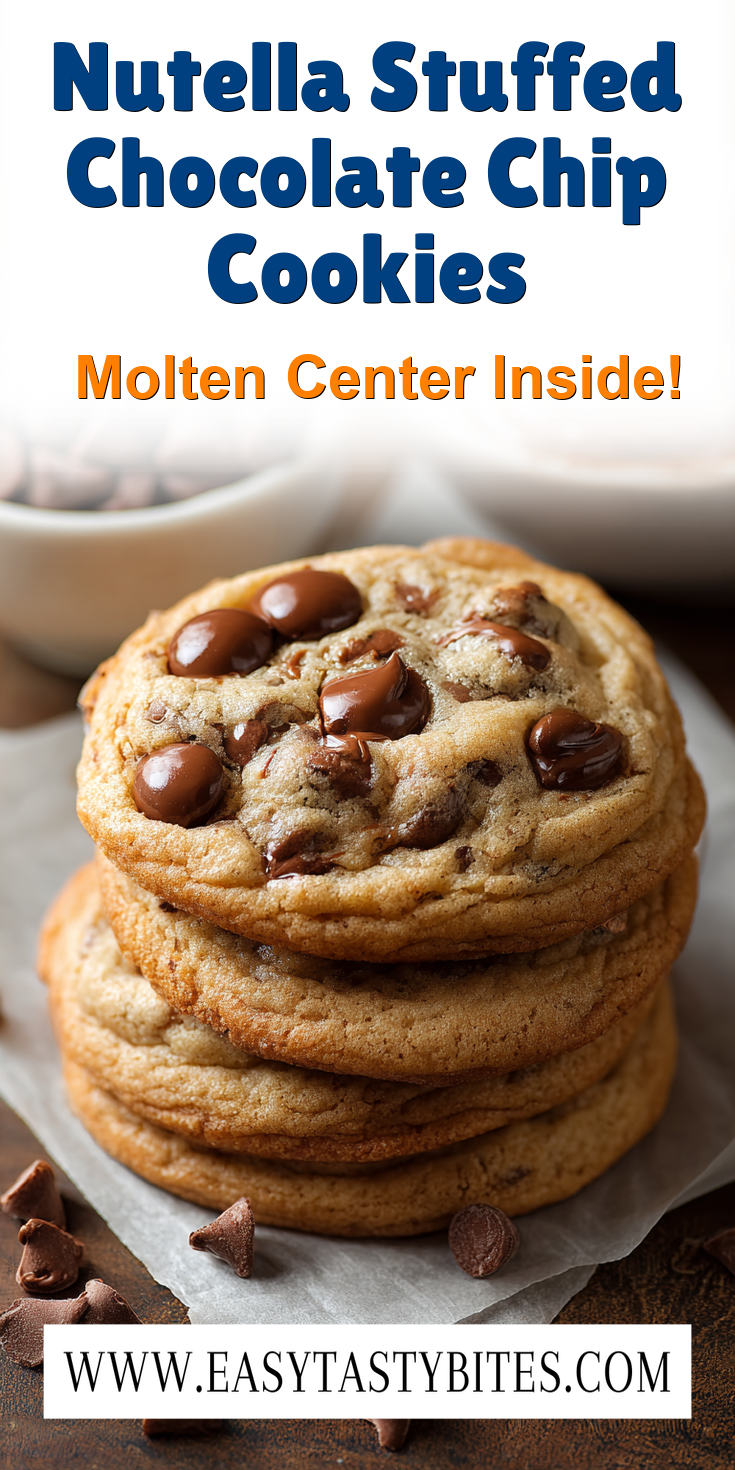 Nutella Stuffed Chocolate Chip Cookies served warm with cozy spices