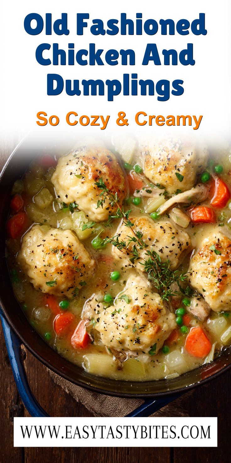 Old Fashioned Chicken And Dumplings served warm with cozy spices
