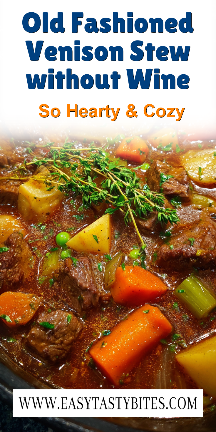 Old Fashioned Venison Stew without Wine served warm with cozy spices